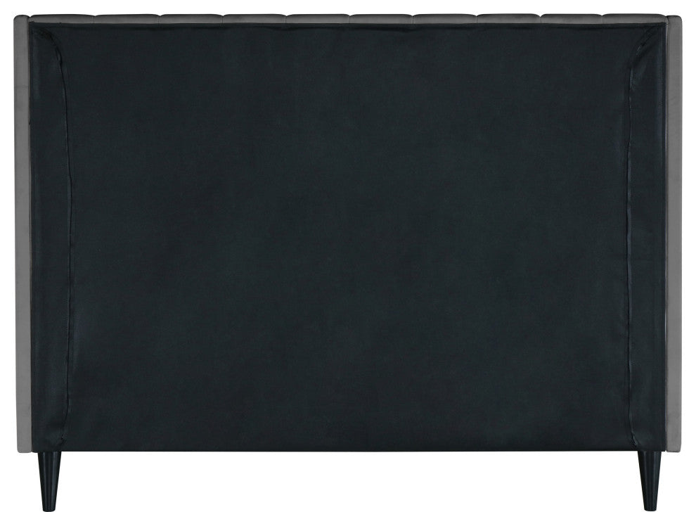 Eva Velvet Upholstered Bed, Gray, King