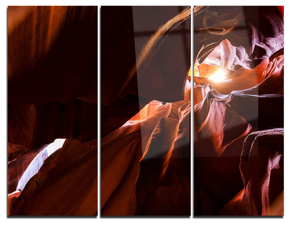 "Dark Antelopes Canyon" Photo Metal Wall Art, 3 Panels, 36"x28"