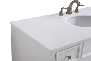 48" Single Bathroom Vanity, White With Ivory White Engineered Marble