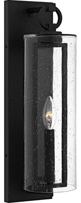 Redan One Light Outdoor Wall Lantern in Stone Black