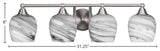 Paramount 4-Light Bath Bar, Brushed Nickel, 6" Onyx Swirl Glass