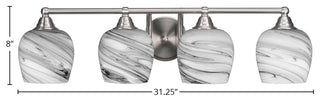 Paramount 4-Light Bath Bar, Brushed Nickel, 6" Onyx Swirl Glass