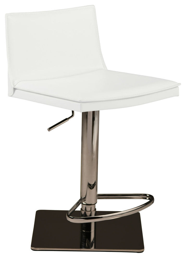 Palma Adjustable Bar Stool, Modern Counter Stool White Leather