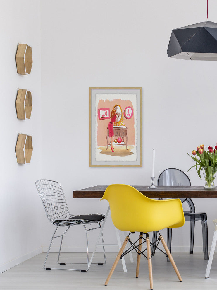 "Putting on Lipstick" Framed Painting Print, 24"x36"