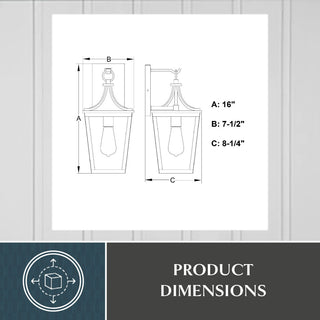 Cottage Grove 1-Light Matte Black Transitional Outdoor Wall Lantern Clear Glass, 9"wx19"hx9.75"d