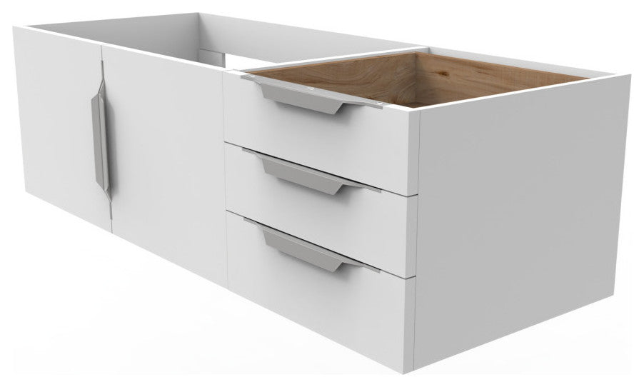 CastelloUSA Alpine 48" Wall Mounted Vanity, Base Only, White, Chrome Handles