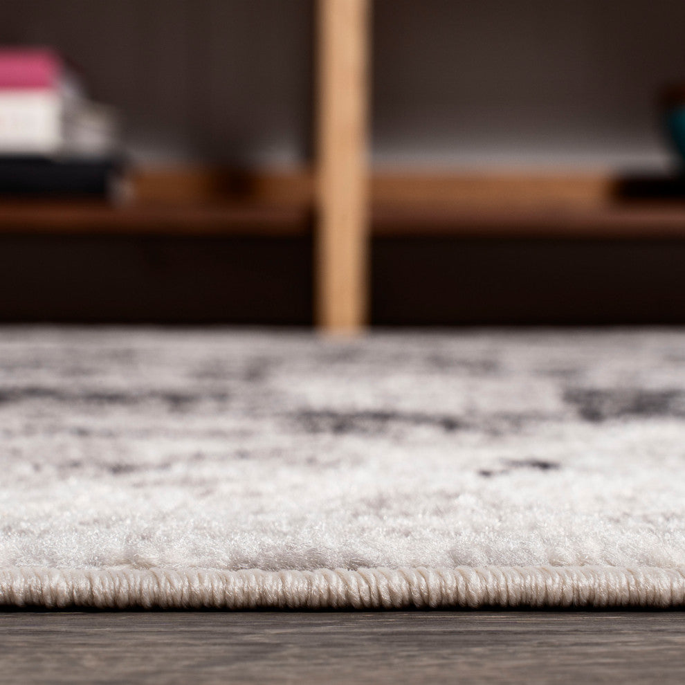 Dune Modern Abstract Area Rug, Cream/Gray, 3x5