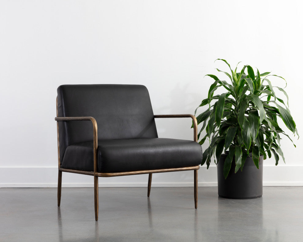 Lathan Lounge Chair, Charcoal Black Leather