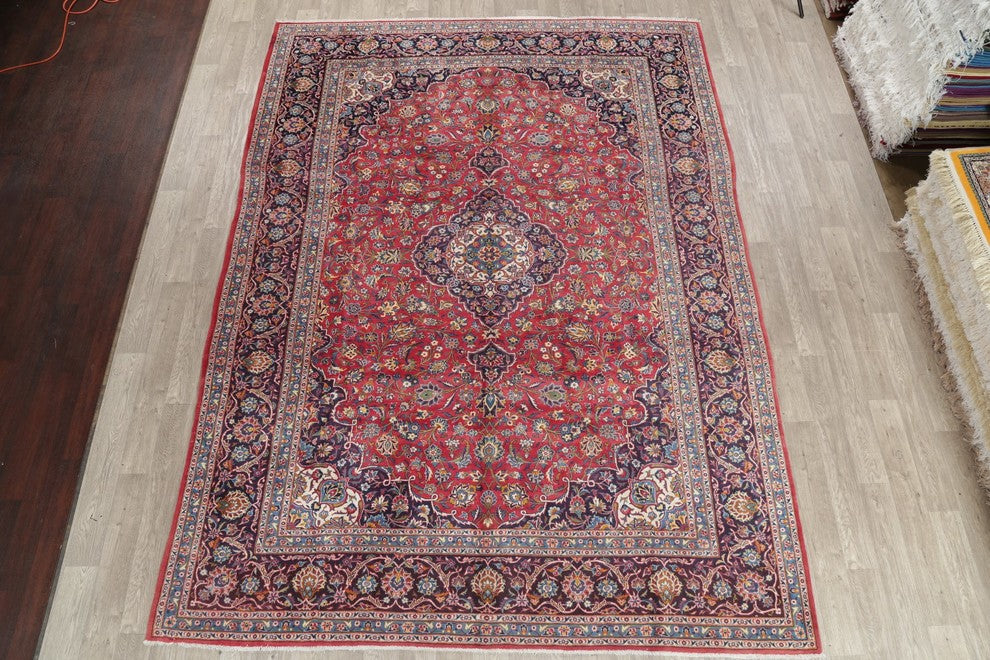 Consigned, Oriental Medallion Vintage Handmade Red 9x12 Persian Area Rug
