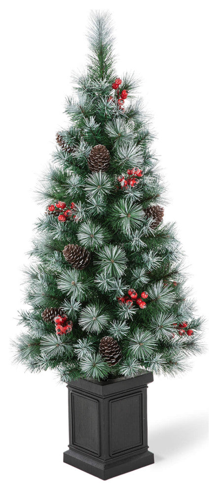 Pre-Lit Pine Artificial Christmas Tree, 4', Pinecones/Berries