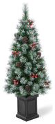 Pre-Lit Pine Artificial Christmas Tree, 4', Pinecones/Berries