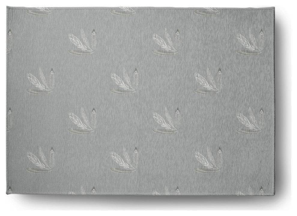Feather Pattern Spring Chenille Rug, Gray, 5'x7'