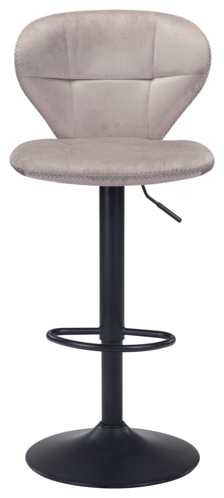 Bar Stool Chair Barstool, Steel Metal, Fabric, Gray, Black, Cafe Bistro