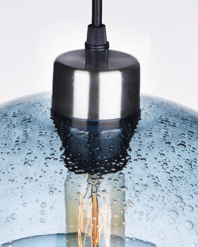 Effervescent Glass Pendant Lighting, Blue, Pack of 2