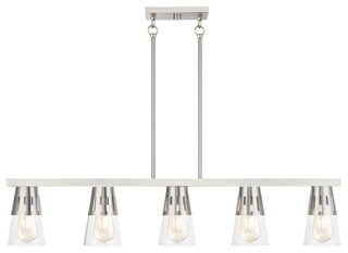5 Light Brushed Nickel Large Linear Chandelier