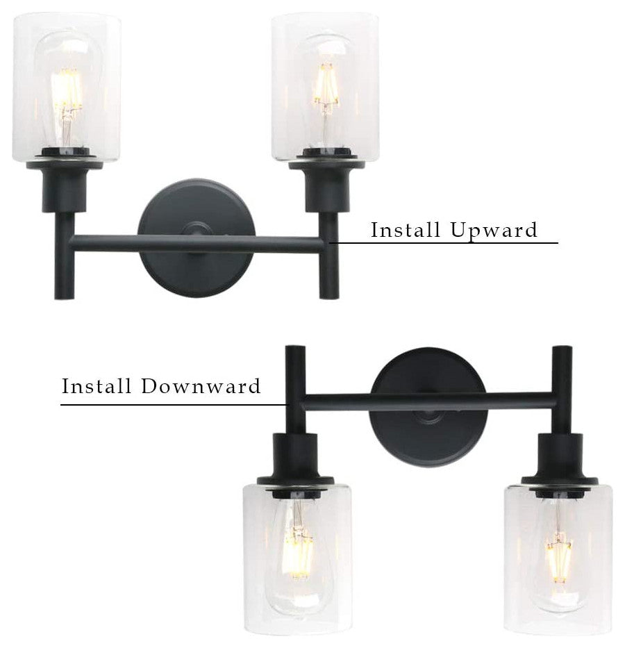 2 light black wall sconce light industrial vanity glass wall lamp