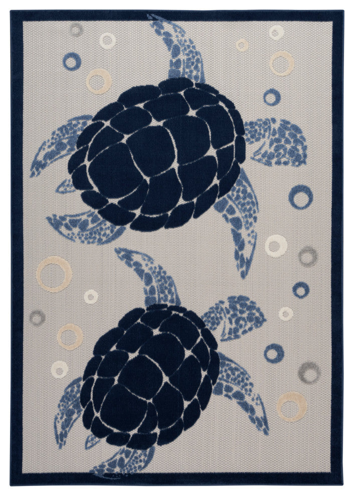 Nourison Aloha 6' x 9' Navy Blue Coastal, Nautical & Beach Area Rug