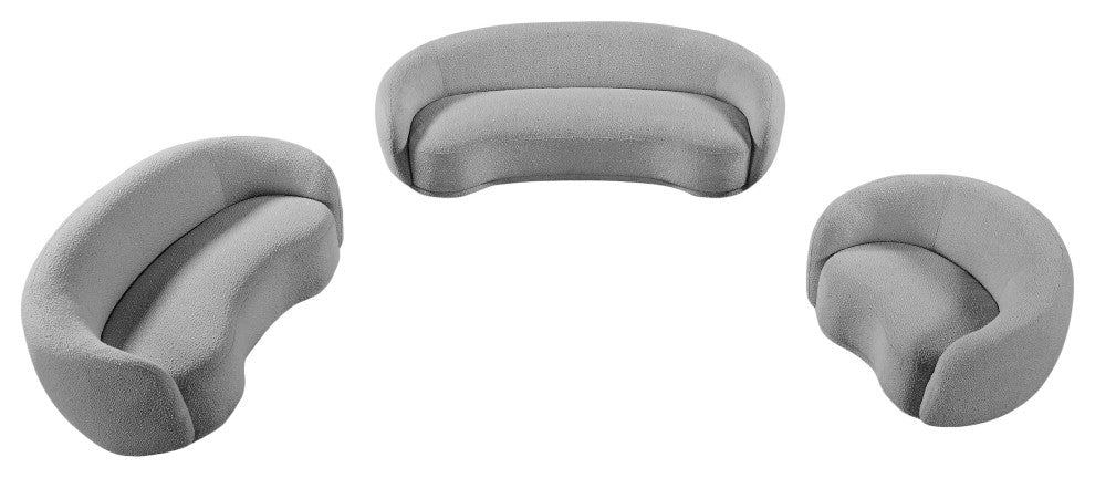 Hyde Boucle Fabric Upholstered, Grey, Sofa