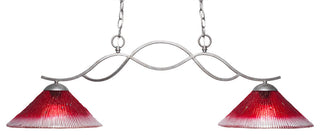 Revo 2-Light Island, Aged Silver Finish, 12" Raspberry Crystal Glass