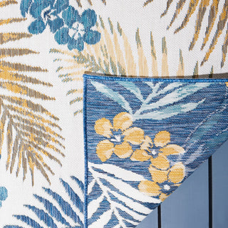 Safavieh Sunrise Collection SUN675 Indoor-Outdoor Rug, Ivory/Blue Gold, 2'x8'