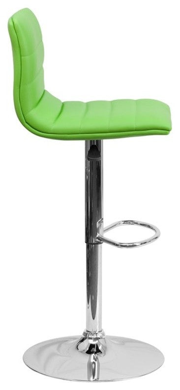 Estella Lois Mid-Back Green Vinyl Swivel Adjustable Barstool