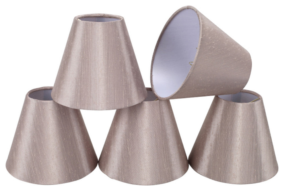 32002-5 Small Hardback Empire  Chandelier Clip On Lamp Shade Taupe 3"x6"x5"