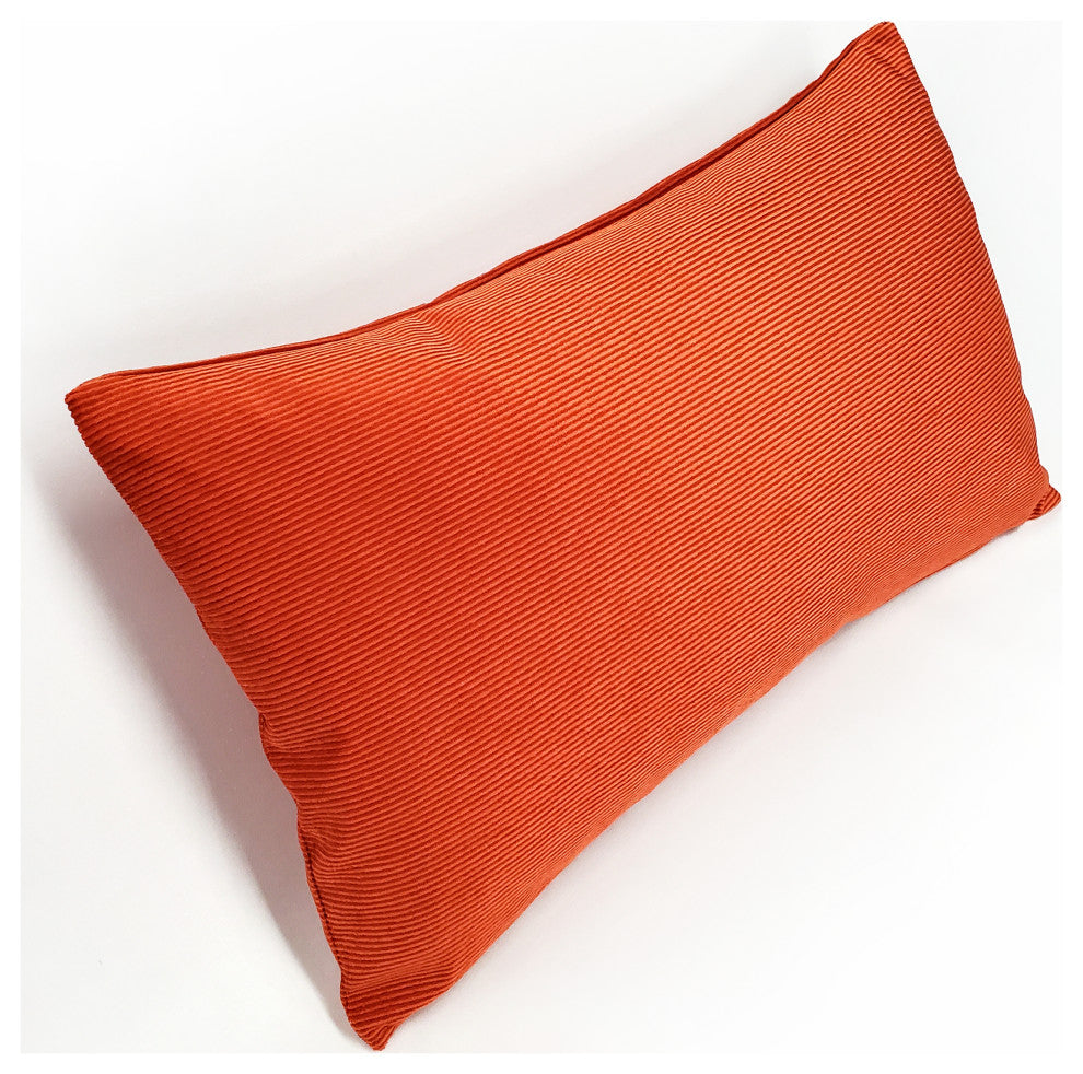 Liminal Koi Orange Striped Velvet Throw Pillow 12x19, with Polyfill Insert