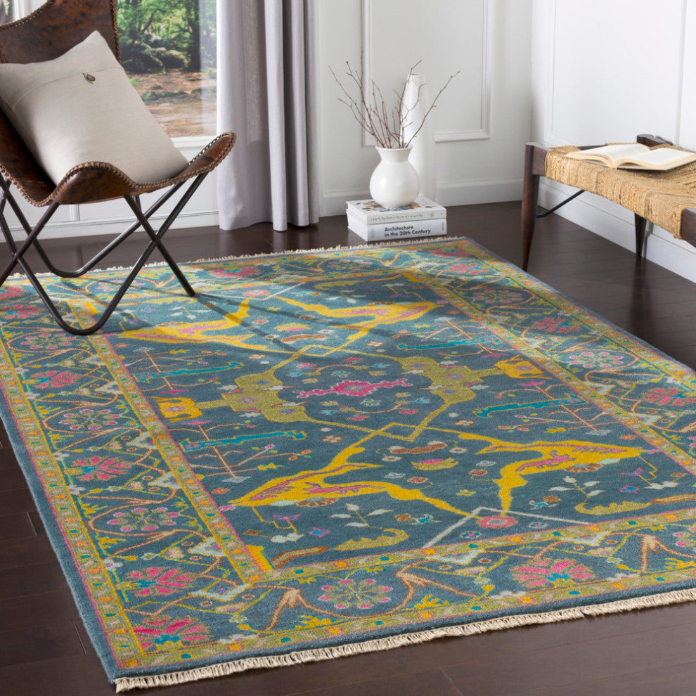 Surya Antique ATQ-1000 Traditional Area Rug, Navy, 2' x 3' Rectangle