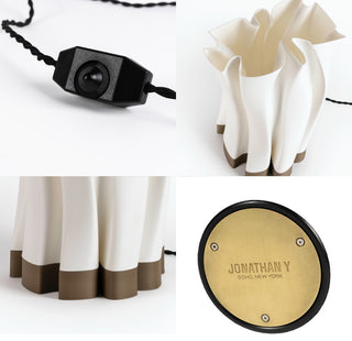 Flame 13.5" Bohemian Plant-Based PLA Dimmable LED Table Lamp, White/Brown