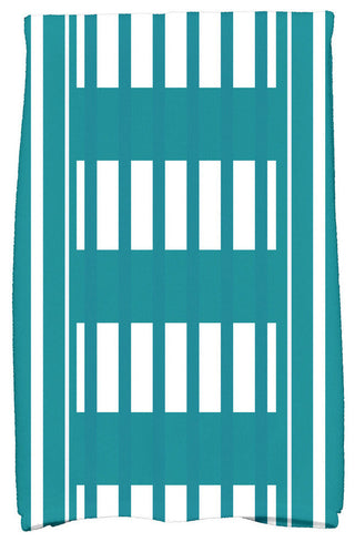 18"x30" Beach Blanket, Stripe Print Hand Towel, Teal