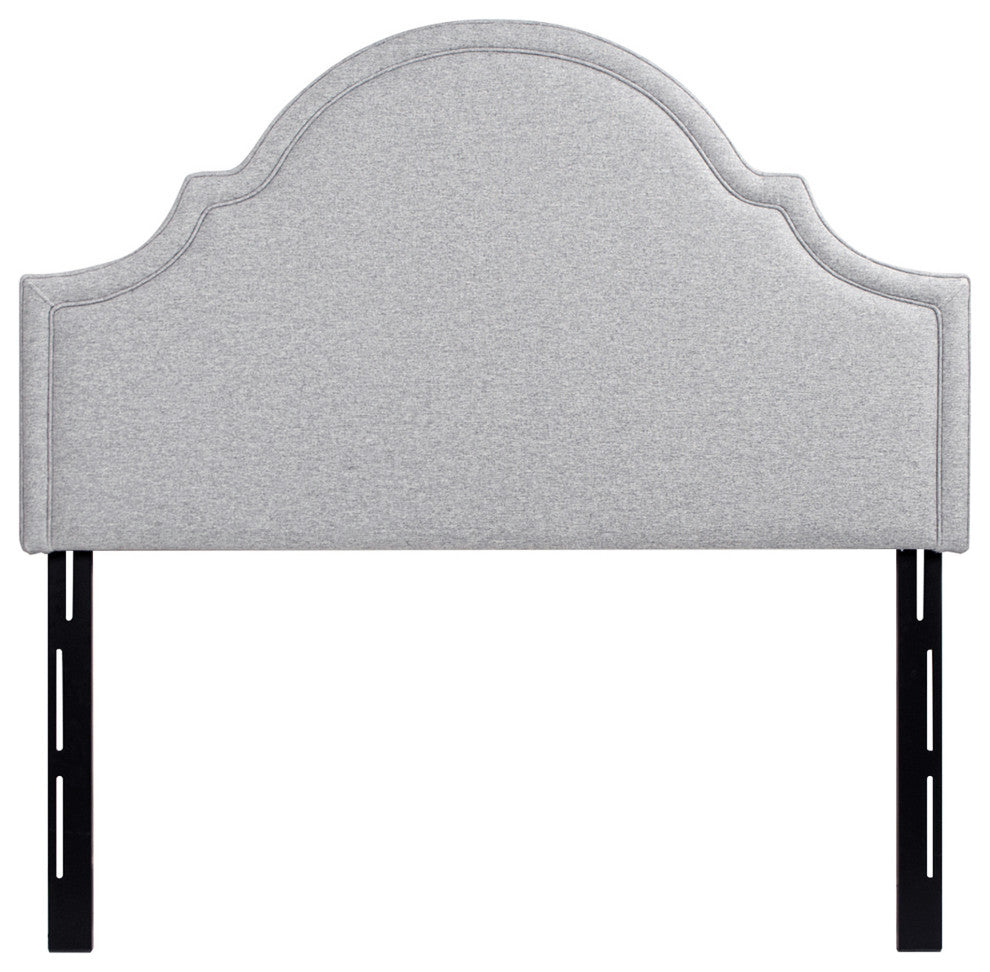 Catherine Arched Upholstered Camelback Headboard, Light Gray, Queen
