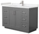48"SGL Vanity Dark Gray, Light-Vein Carrara Cult. Marble Top, Sink, Nickel Trim