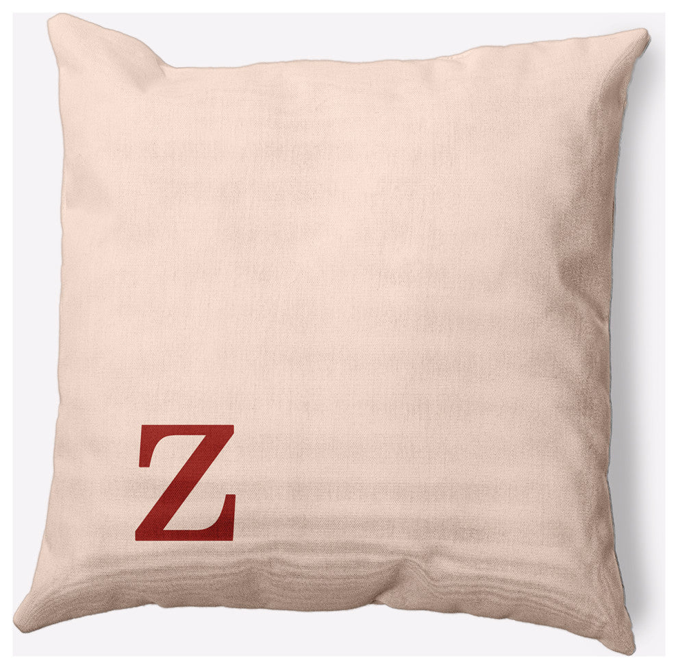 18" x 18" Modern Monogram Indoor/Outdoor Polyester Throw Pillow, Maple Red