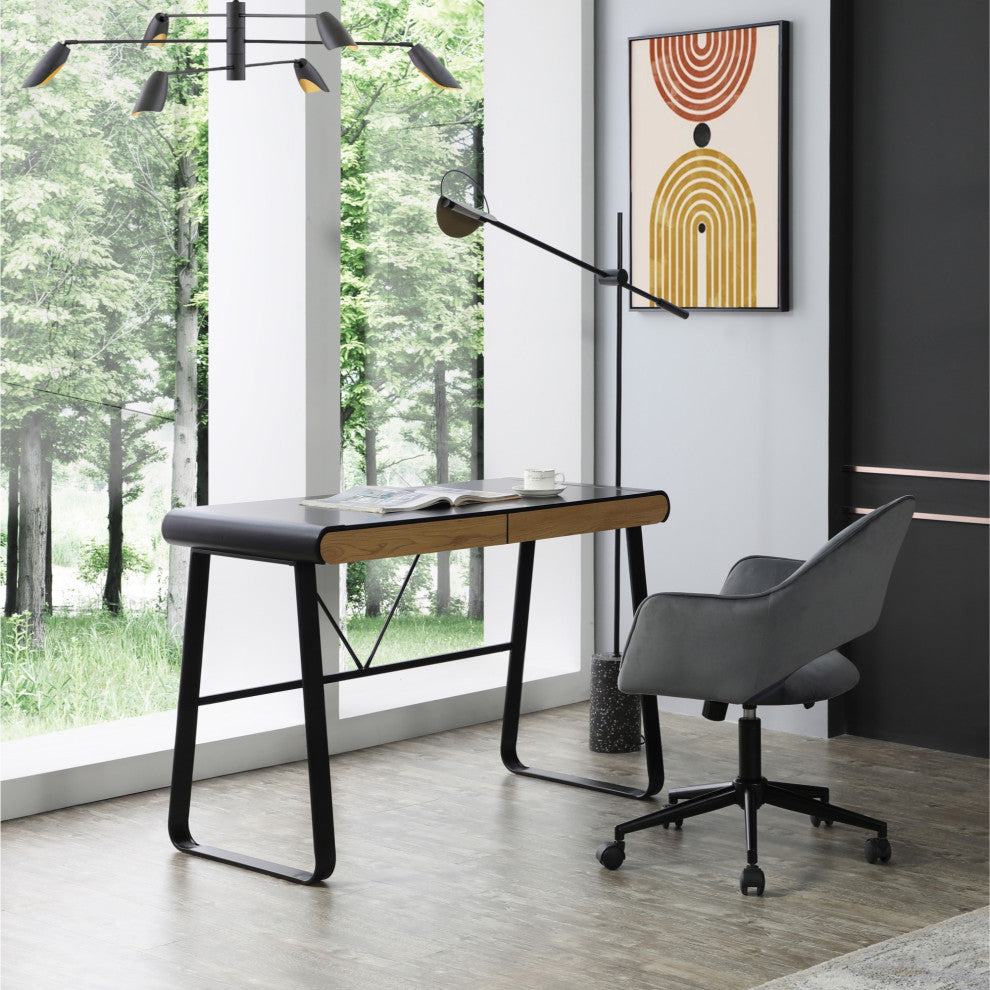 Loft Lyfe Nila Desk, 2 Storage Drawers, Black 43.3Lx21.6Wx30H