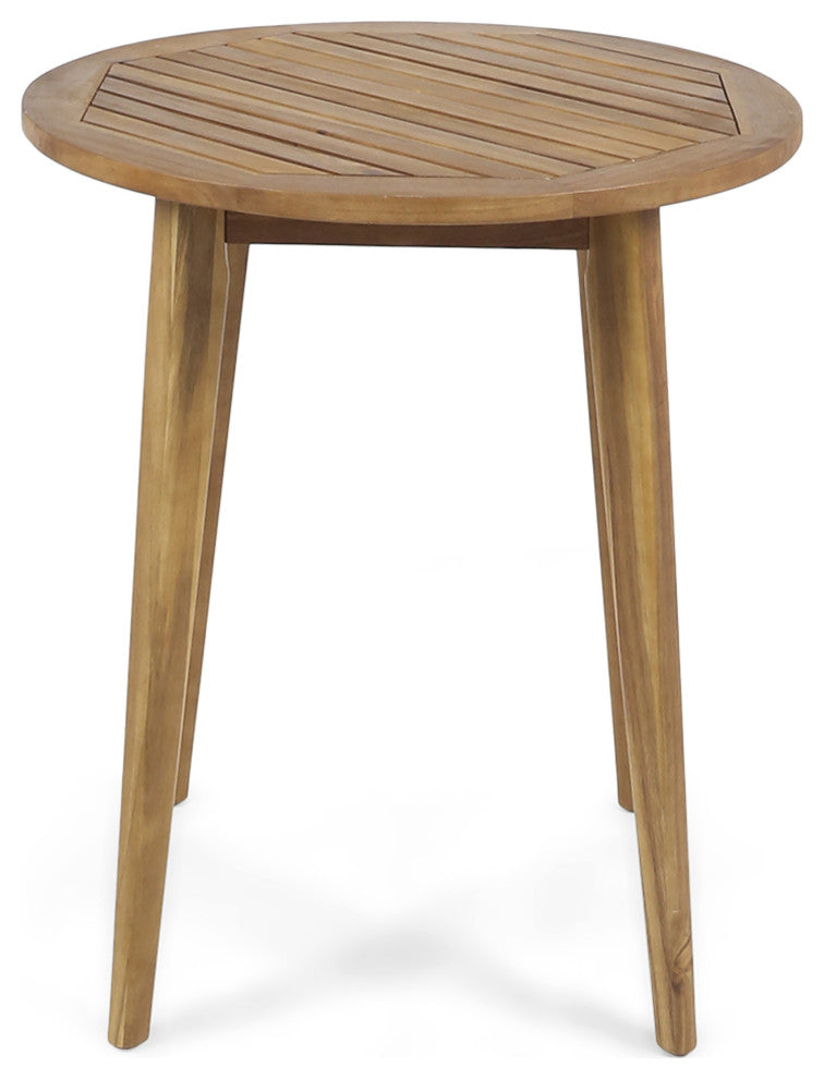 Meriden Outdoor Wicker and Acacia Wood 3 Piece Bistro Set With Cushion