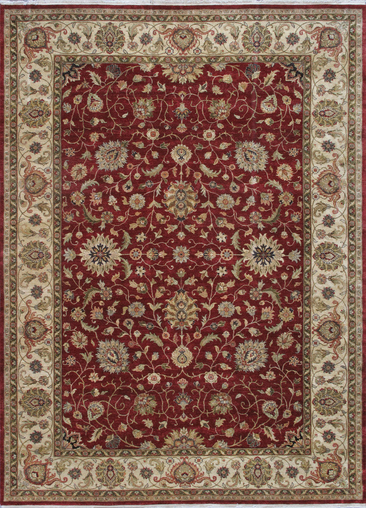 Pasargad Home Agra Collection Red Lamb's Wool Area Rug, 9'8"x13'3"