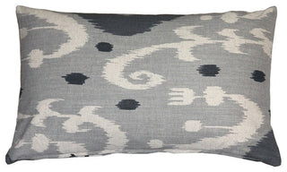 Pillow Decor - Indah Ikat Gray 12 x 20 Throw Pillow