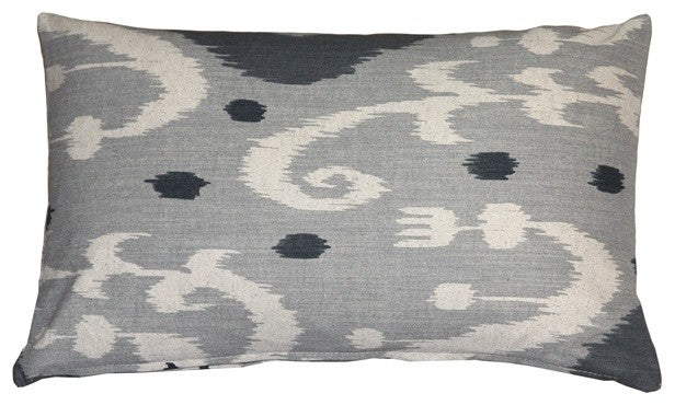 Pillow Decor - Indah Ikat Gray 12 x 20 Throw Pillow