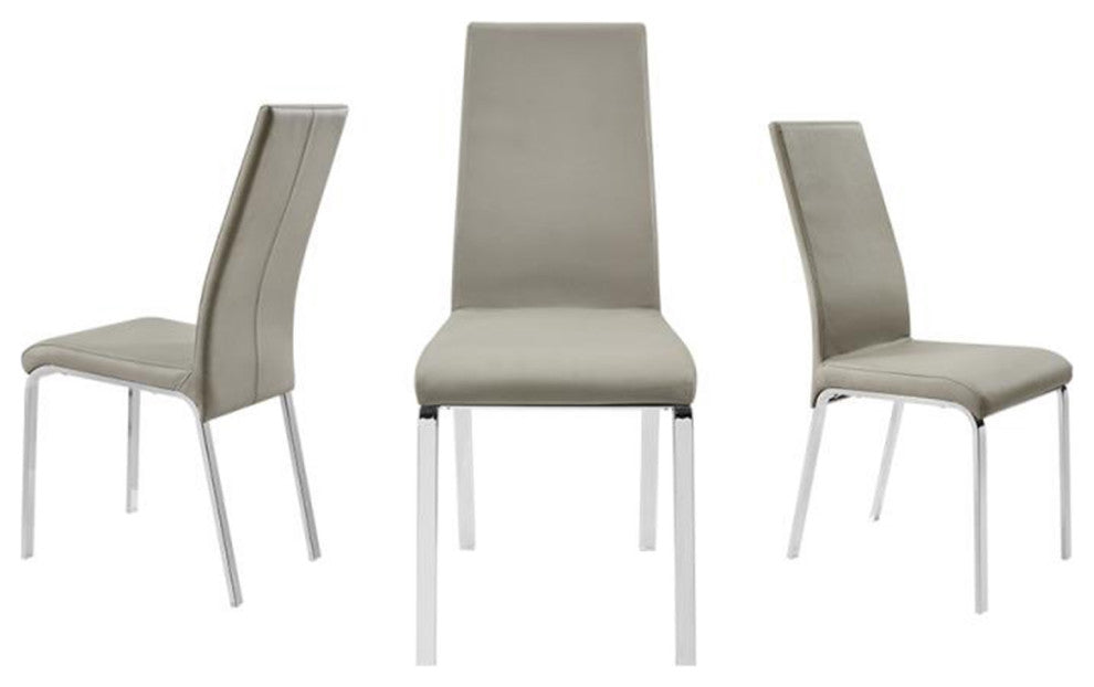 Loto Set of 2 Dining Chair, Top Grain Leather, Taupe