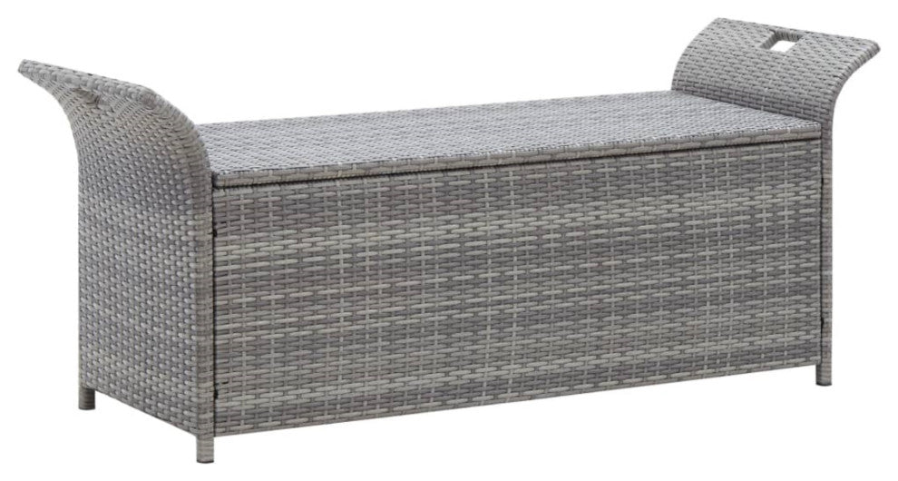Vidaxl Storage Bench With Cushion Gray 54.3" Poly Rattan