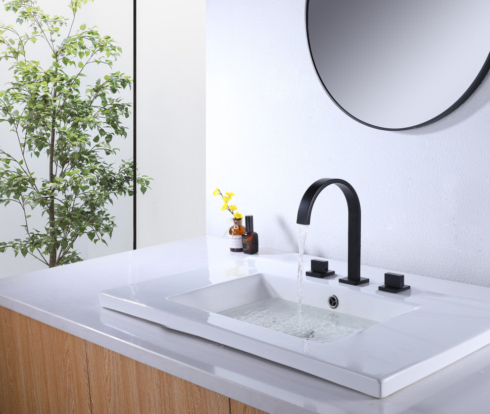 Widespread Bathroom Faucet, Matte Black