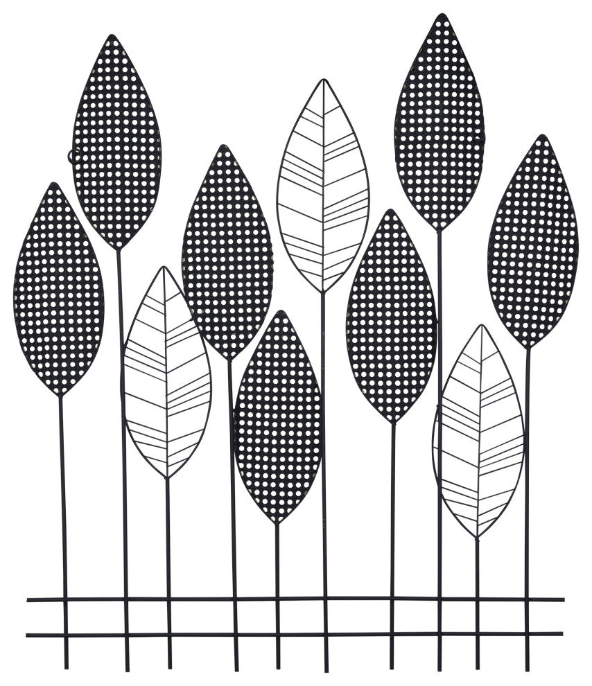Metal Flower and Leaves Wall D"cor