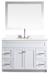 Hamlet 49" Single Sink Vanity Set, White, With Mirror, Quartz Countertop