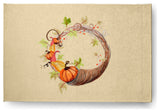 Cornucopia Wreath Fall Design Chenille Area Rug, Yellow, 2'x3'