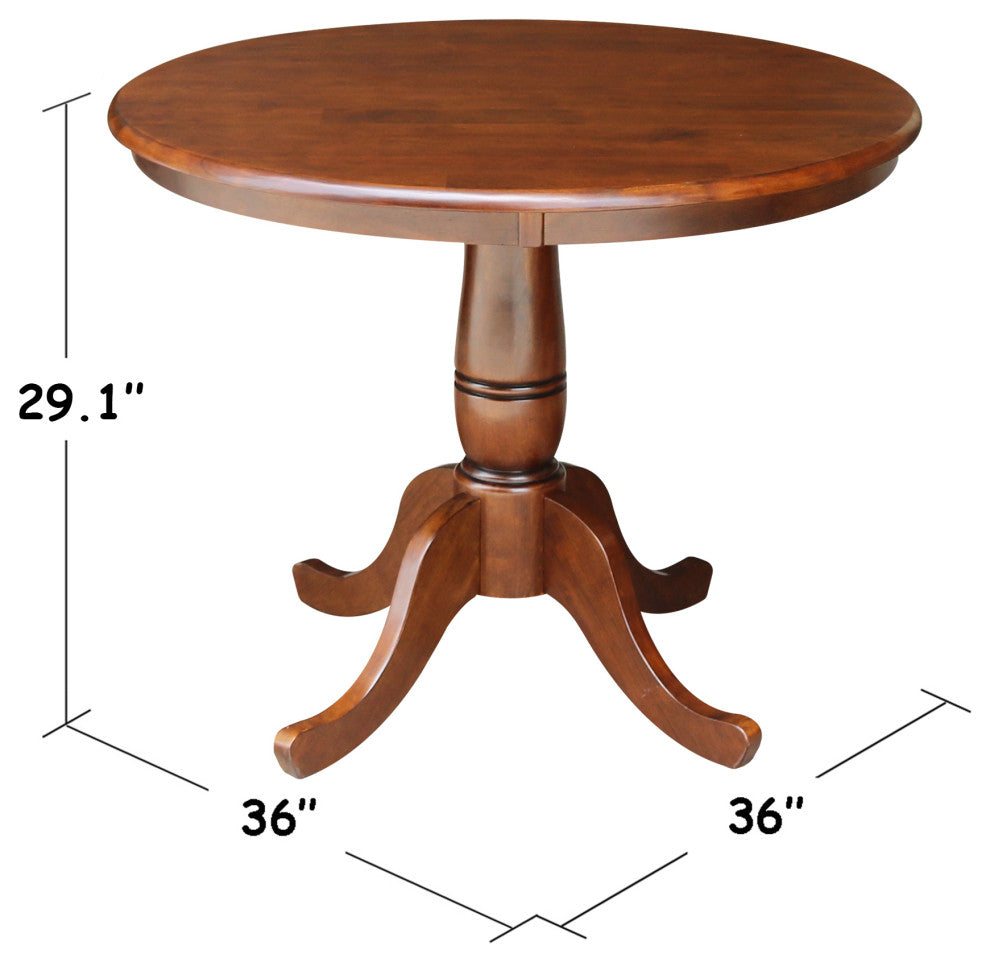 Round Top Pedestal Table, Espresso, 36 Inch Round