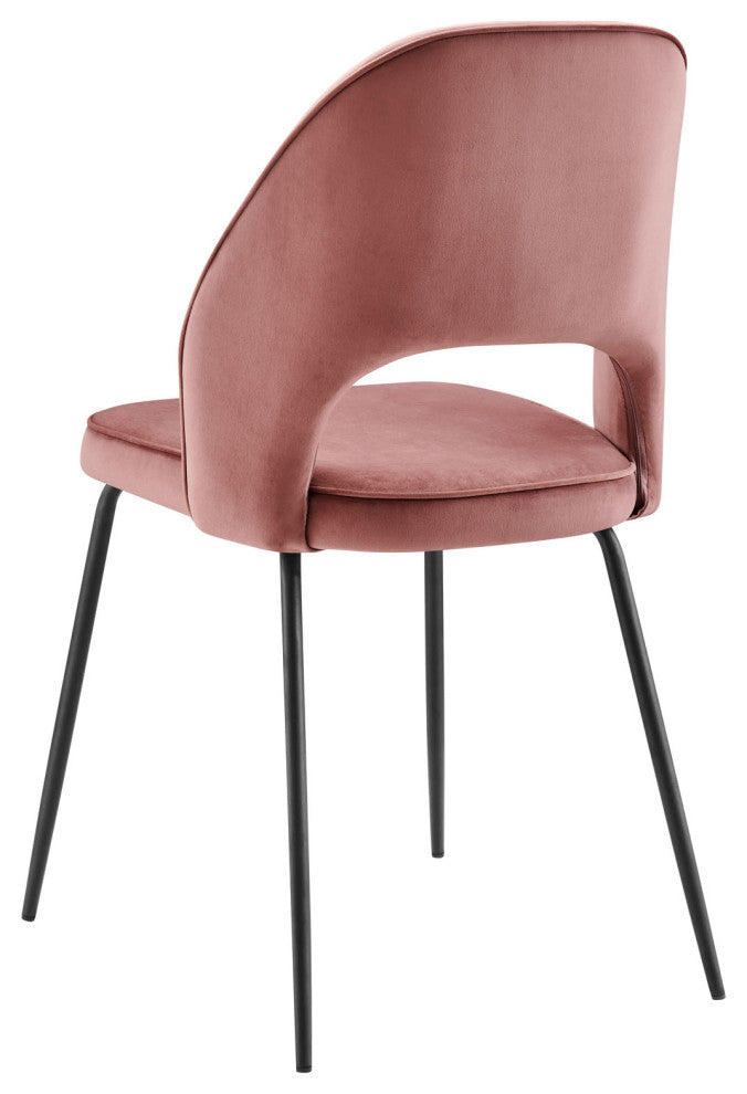 Dining Chair, Set of 2, Black Pink, Velvet, Modern, Cafe Bistro Hospitality