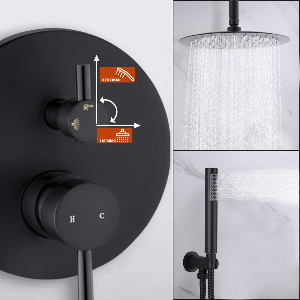 10"Ceiling Mounted Shower System, Matte Black