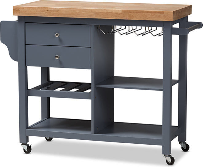 Sunderland Coastal, Farmhouse Gray Wood Kitchen Cart