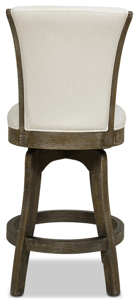 Henry 26" Armless Swivel Counter Height Bar Stool, Natural White Linen