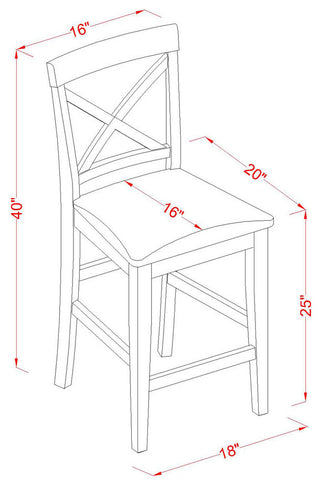 5 Pc Counter Height Pub Set -Pub Table And 4 Counter Height Chairs